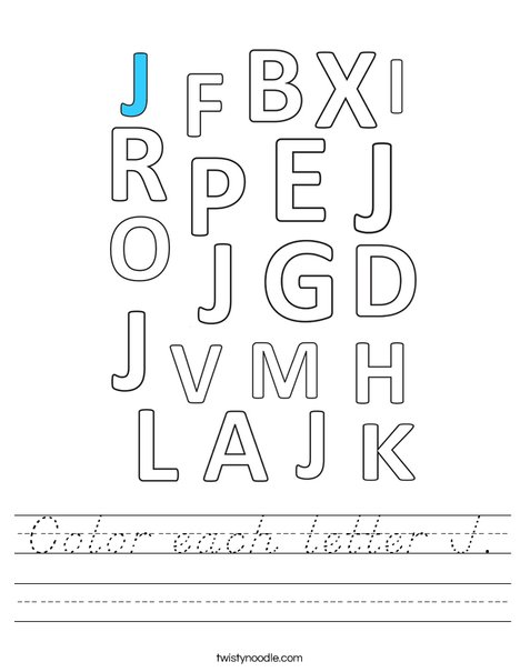 Color each letter J. Worksheet
