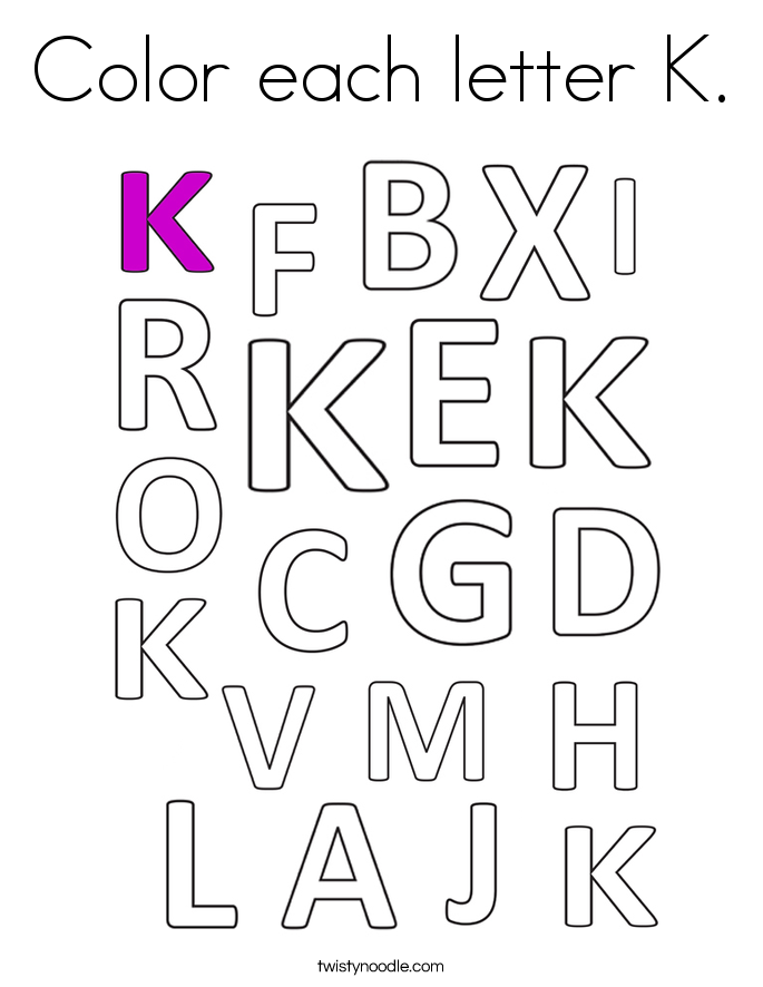 Color each letter K. Coloring Page