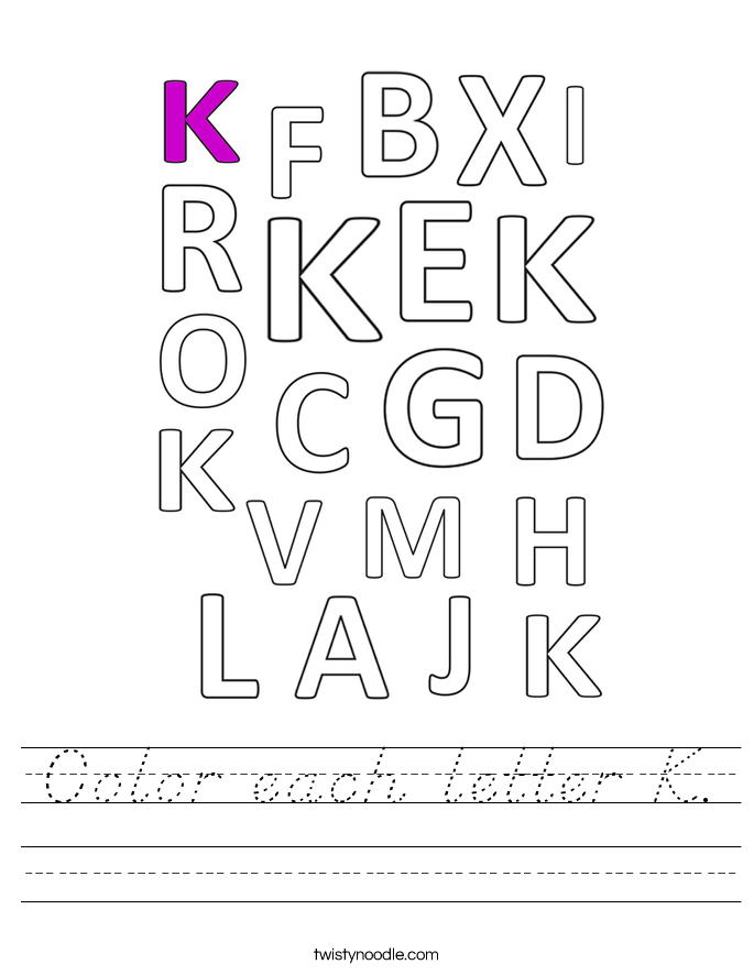 Color each letter K. Worksheet