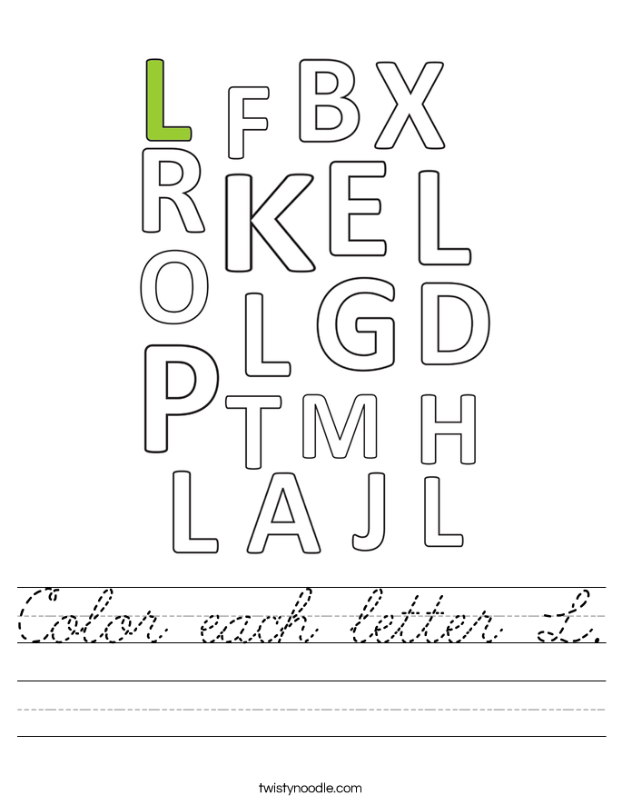 Color each letter L. Worksheet