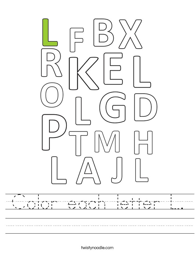 Color each letter L. Worksheet