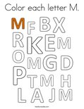 Color each letter M. Coloring Page