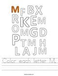 Color each letter M. Worksheet