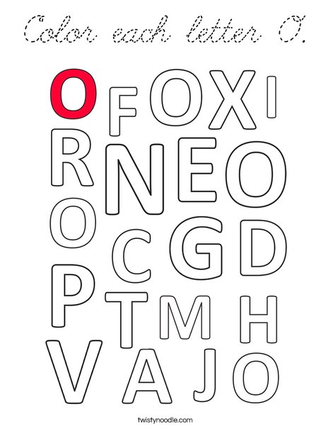 Color each letter O. Coloring Page