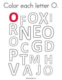 Color each letter O Coloring Page