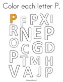 Color each letter P Coloring Page