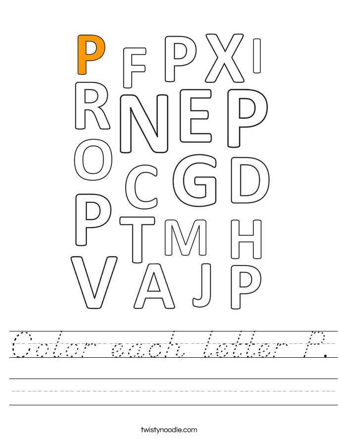 Color each letter P. Worksheet