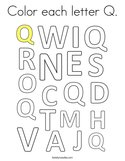 Color each letter Q Coloring Page