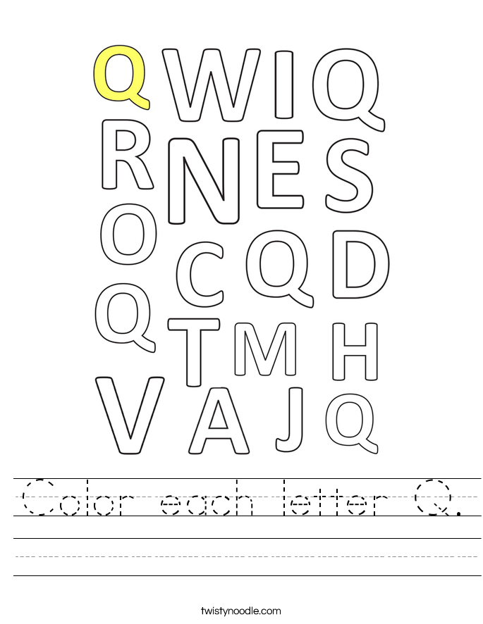Color each letter Q. Worksheet