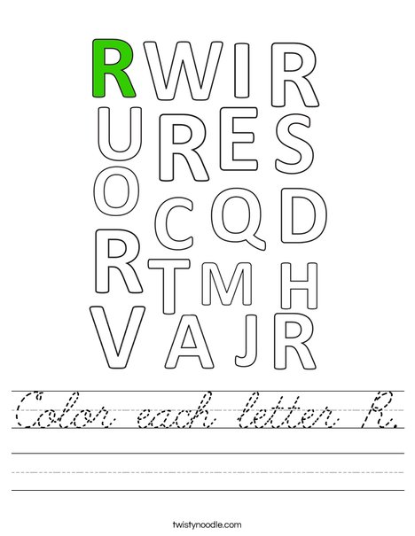 Color each letter R. Worksheet