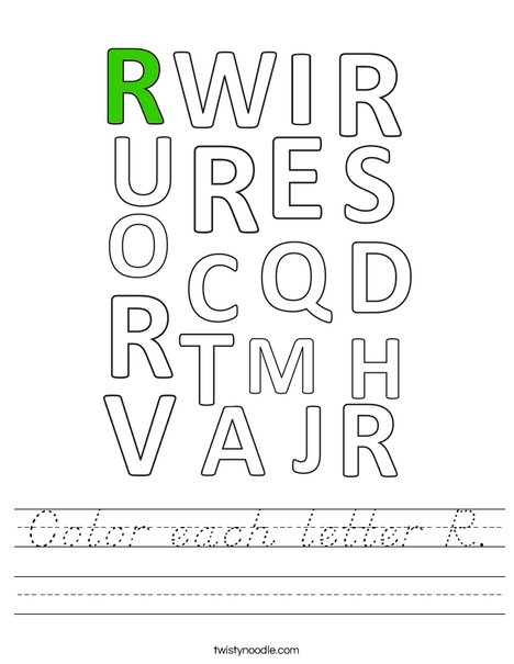 Color each letter R. Worksheet