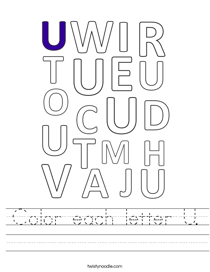 Color each letter U. Worksheet