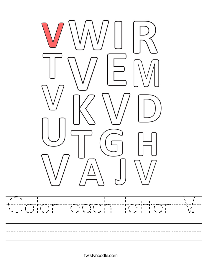 Color each letter V. Worksheet