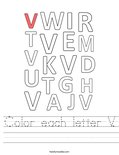 Color each letter V. Worksheet