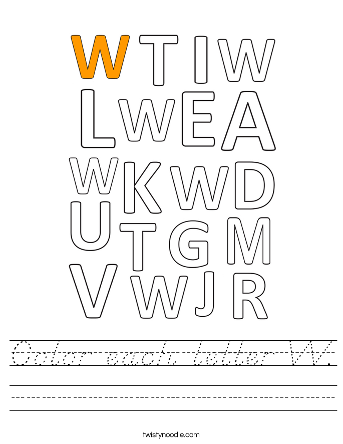 Color each letter W. Worksheet
