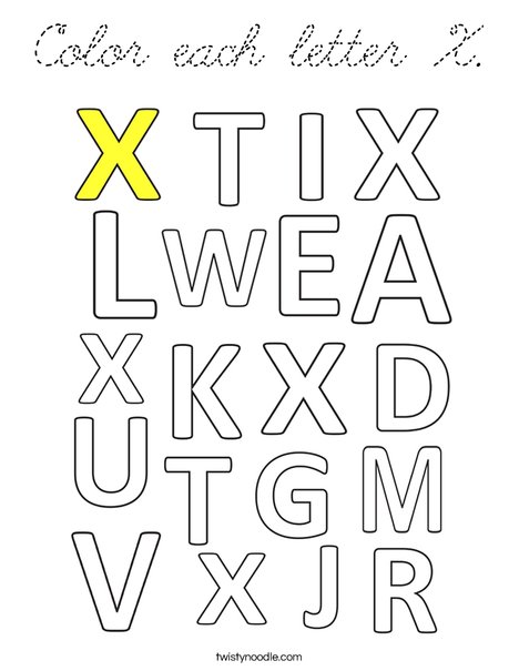 Color each letter X. Coloring Page