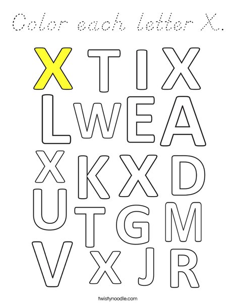 Color each letter X. Coloring Page