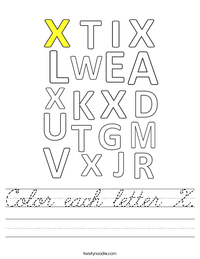 Color each letter X. Worksheet