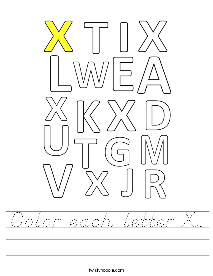 Color each letter X. Worksheet