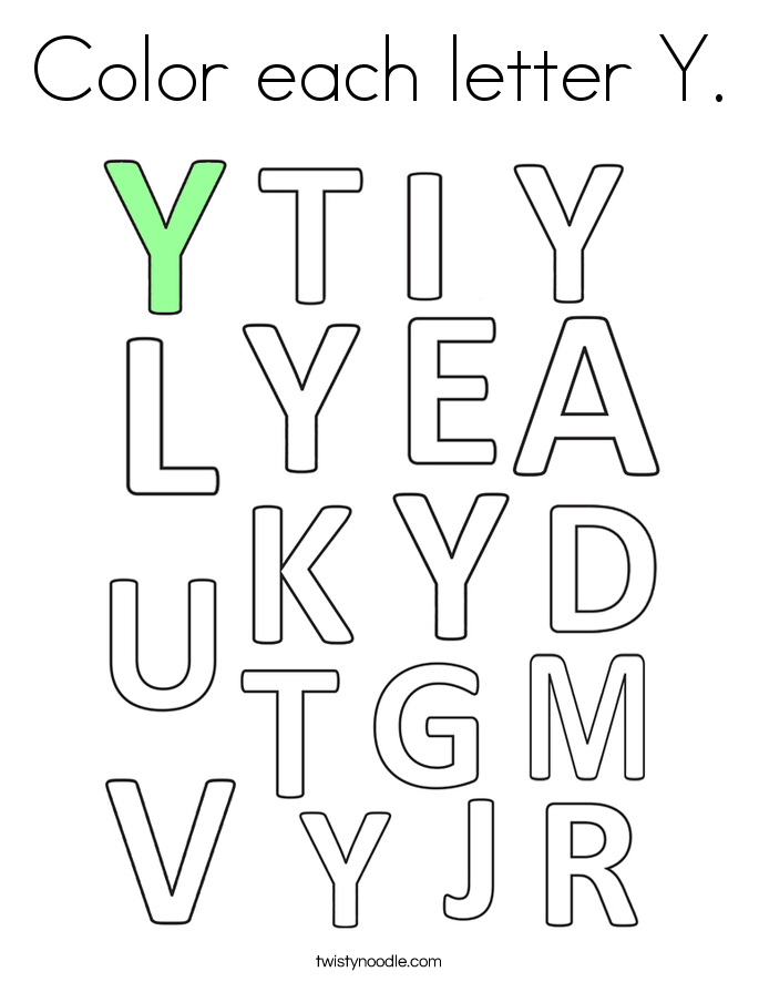 Color each letter Y. Coloring Page