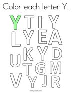 Color each letter Y Coloring Page