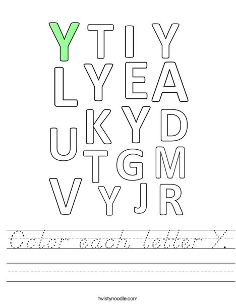Color each letter Y. Worksheet