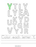 Color each letter Y. Worksheet