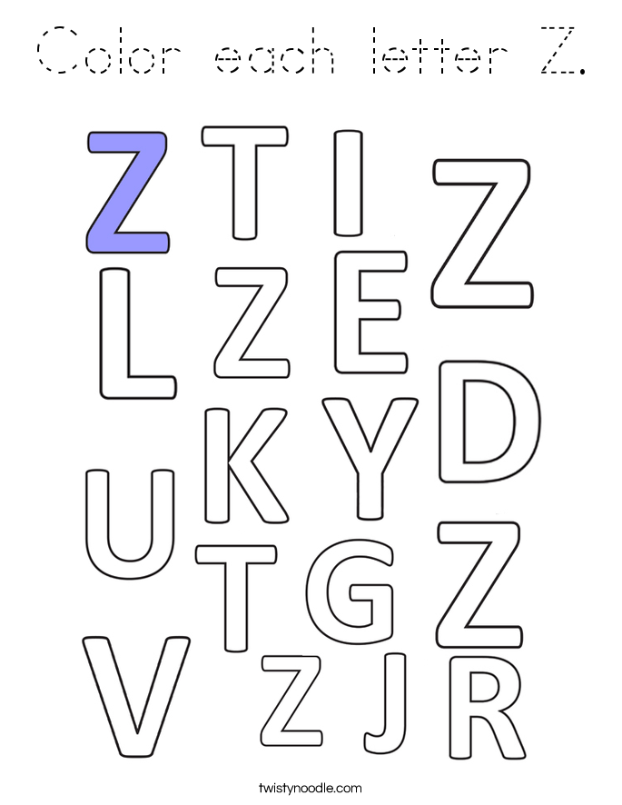 Color each letter Z. Coloring Page