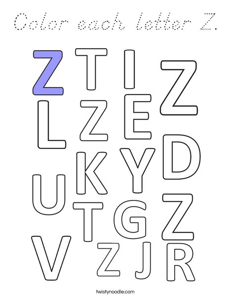 Color each letter Z. Coloring Page