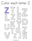 Color each letter Z Coloring Page