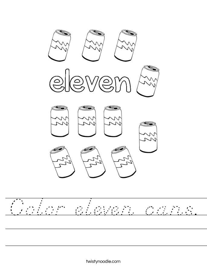 Color eleven cans. Worksheet