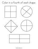 Color in a fourth of each shape Coloring Page