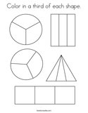 Color in a third of each shape Coloring Page