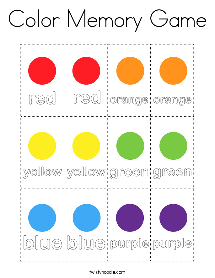 Color Memory Game Coloring Page
