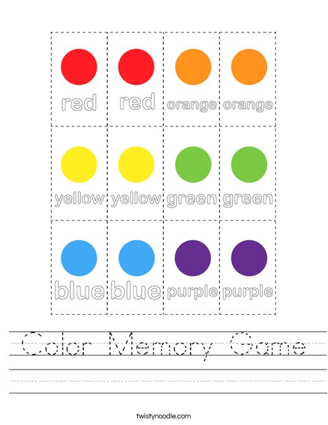 Color Memory Game Worksheet