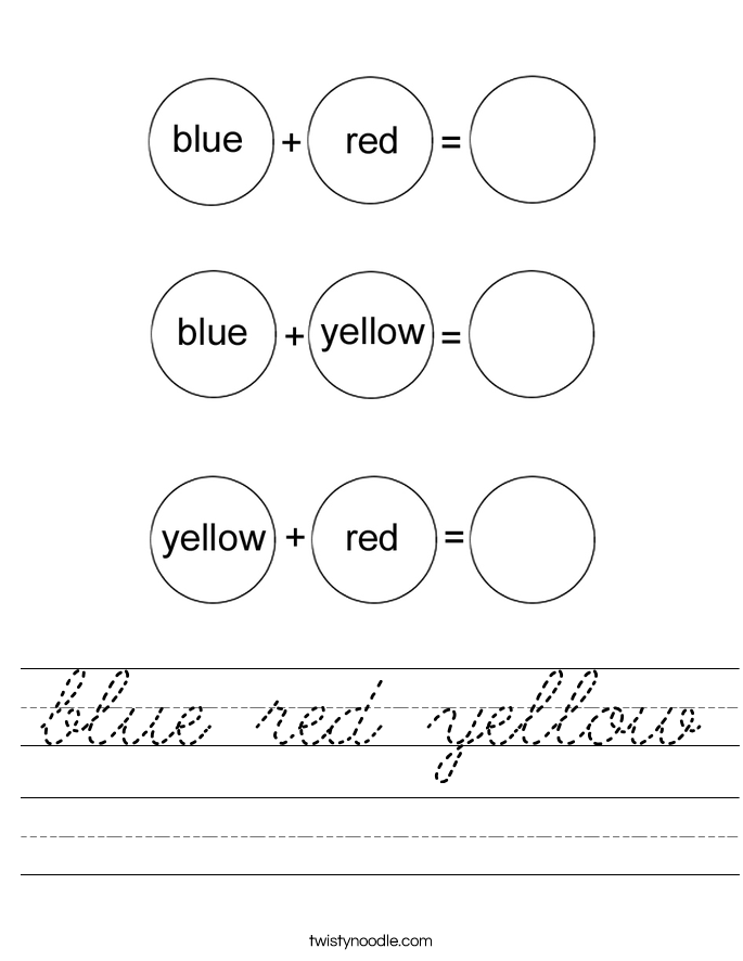 blue red yellow Worksheet