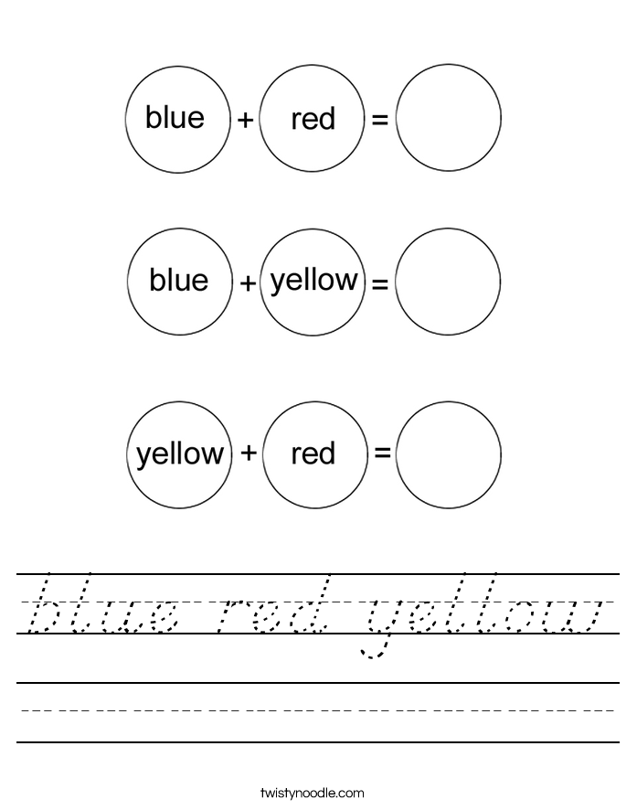 blue red yellow Worksheet