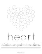 Color or paint the dots Handwriting Sheet