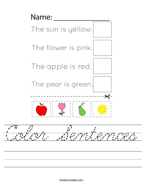 Color Sentences Worksheet