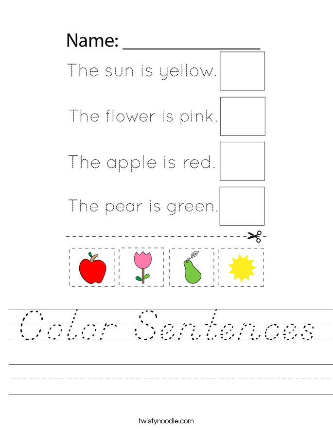 Color Sentences Worksheet