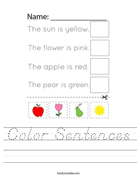 Color Sentences Worksheet