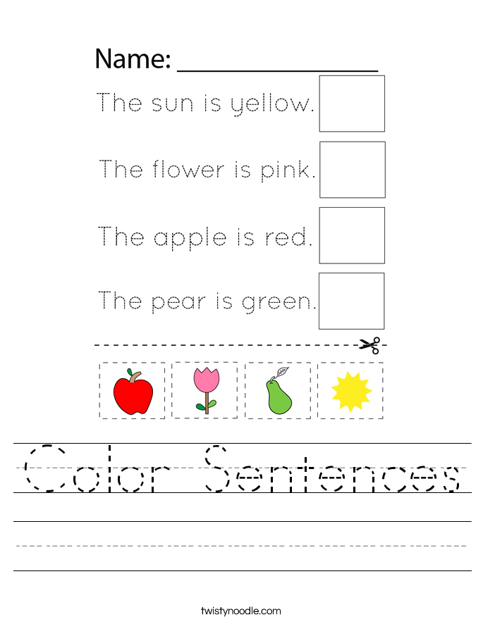 Color Sentences Worksheet