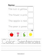 Color Sentences Handwriting Sheet