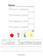 Color Sentences Handwriting Sheet