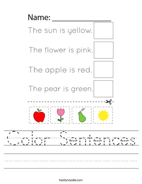 Color Sentences Worksheet