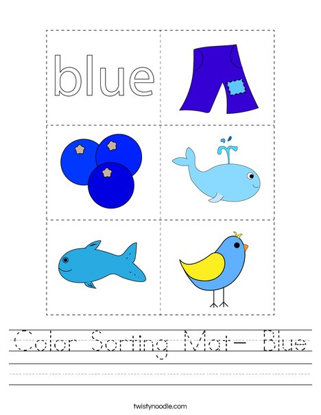 Color Sorting Mat- Blue Worksheet