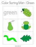 Color Sorting Mat- Green Coloring Page