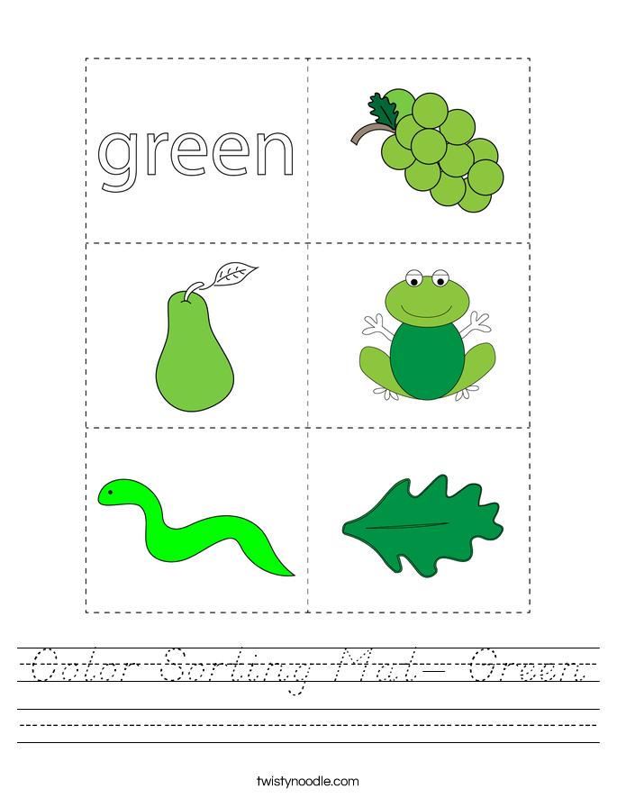 Color Sorting Mat- Green Worksheet