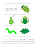 Color Sorting Mat- Green Worksheet