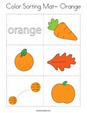 Color Sorting Mat- Orange Coloring Page